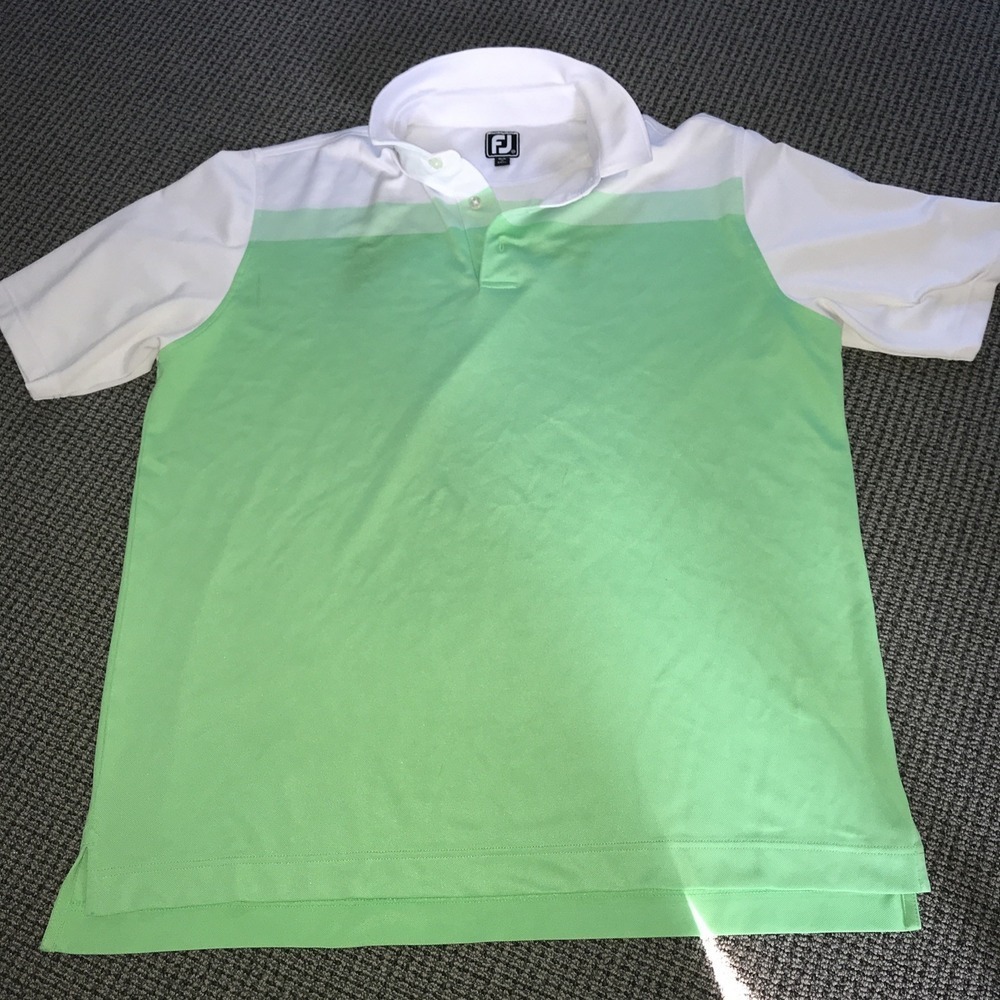 Footjoy XXL Polo Golf Shirt Mint‎ Green And white
